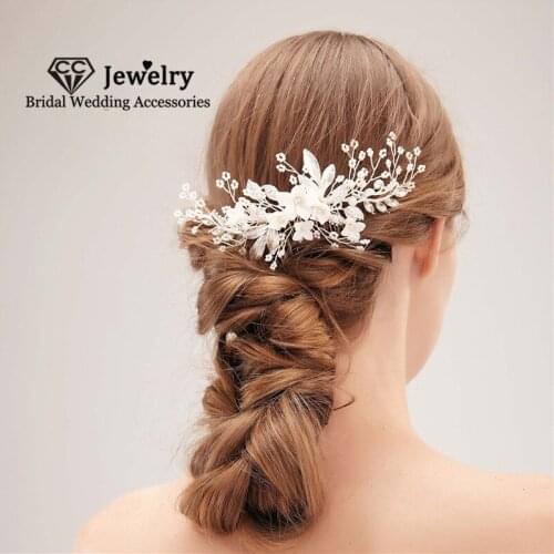 CC Flower Hair Comb Wedding Accessories for Women Bridal Headdress Engagement Jewelry 100% Handmade Beads Combs Party Gift HS140