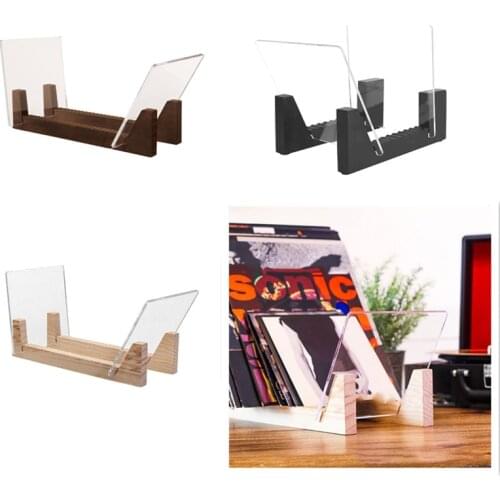 Record Storage Holder Solid Wood Stand with Clear Acrylic Ends Display Singles and LPs in This Modern Portable Rack Unit