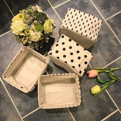 Ins Desktop Storage Basket Linen Waterproof Toy Sundries Storage Box Organizer Cosmetic Underwear Storage Organizer Home Storage