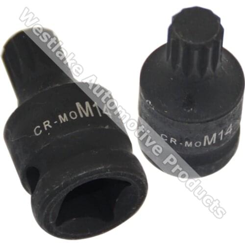 XZN 3/8-Inch Drive M14 Stubby Triple Square Impact Socket Bit Tool