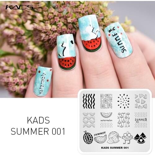 KADS Summer 001 Watermelon Design nail art templates For nail art image plate Stainless Steel DIY Template print nails