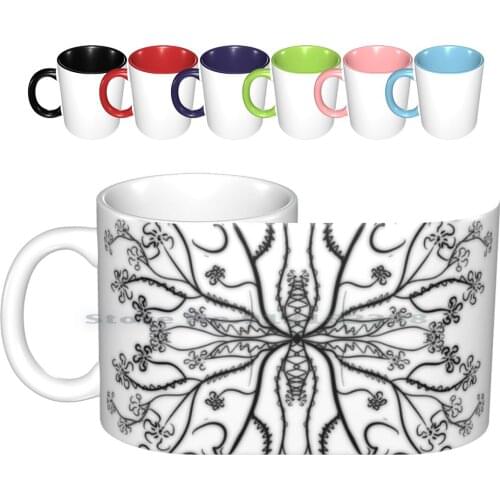 Zen 3 Ceramic Mugs Coffee Cups Milk Tea Mug Zen Line Art Quadrant Radial Symmetry Cool Trippy Creative Trending Vintage Gift