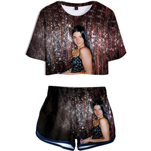 Addison Rae The Hype House Charli Damelio 3D Print Girl Dew navel Two Piece Set Sexy Short Sleeve Crop T-shirts+Shorts Tracksuit