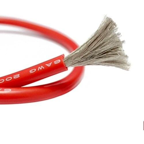 Red+1meter Black Silicone Wire 10AWG 12AWG 22AWG Heatproof Soft Silicone Silica Gel Wire Cable