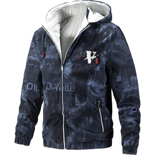 ABOORUN 2021New Mens Double-Sided Wear Hooded Sports Jacket Fashion Casual Coat Outdoor Camouflage Jacket