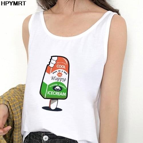 Sexy Vest ice cream Printed Tank Tops Summer Women Sleeveless Tee Fashion Casual Tshirt Female Top Ladies kawaii Graphic Clothes