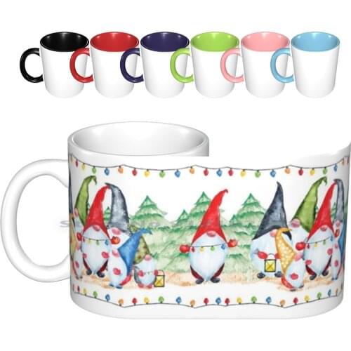 Cute Christmas Festive Gnomes With Christmas Lights Ceramic Mugs Coffee Cups Milk Tea Mug Christmas Elves Christmas Gnomes Cute