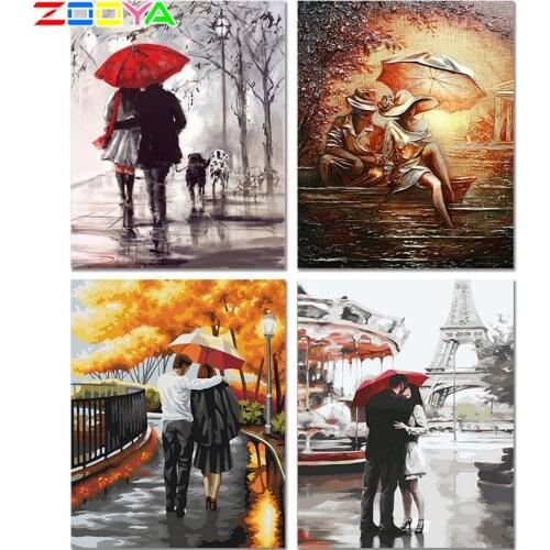 ZOOYA Diamond Painting Scenic Walking Couple Diamond Embroidery Needlework DIY Pattern Rhinestones Kit Full Diamond Mosaic RF770