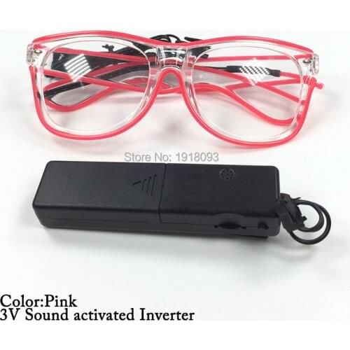 Newest Transparent Glasses Frames EL Wire Glowing Glasses Rave Party Glasses Novelty Lighting with Voice Controller