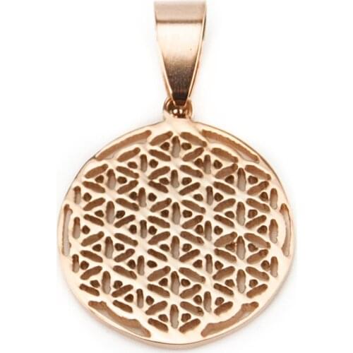 Risul rosegold seed of Life pendant charms Diy jewelry making parts for necklace bracelet stainless steel pendants 10pcs