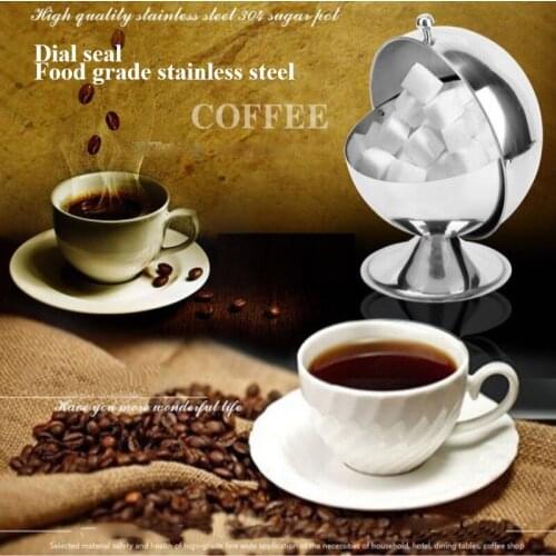 Stainless Steel Spherical Sugar Bowl Reversible Seasoning Pot Solid Seasoning Box Kitchen Sugar Cube Bowl Reversible Storage