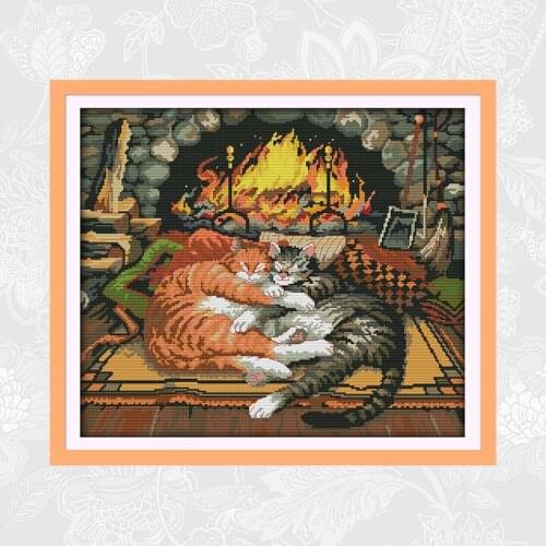 Sleeping cat Cross-stitch Patterns 14ct Count cloth 11ct Aida Canvas DIY Handmade Embroidery Home Decoration Needlework