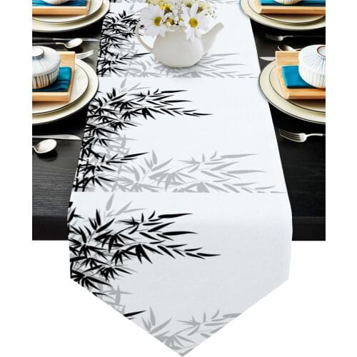 Black And White Bamboo Modern Table Runner Wedding For Party Event Home Decoration Table Cover Mat Decor Accessories