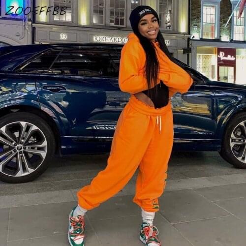 ZOOEFFBB Aesthetic Letter Tracksuit 2 Piece Outfits for Women Clothes Long Sleeve Hoodies Sweatpants Sweat Suits Matching Sets