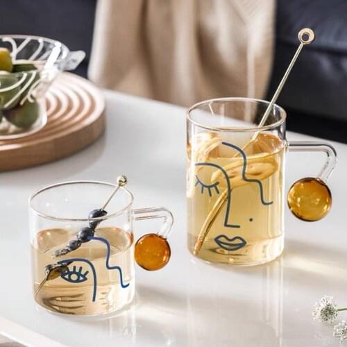 Water Cup Microwaveable Glass Manta Rta Breakfast Milk Coffee Sphere шнурок для очков Handle Face Art High Temperature Household