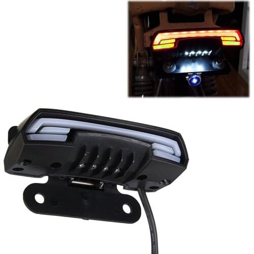 Waterproof Motorcycle Scooter Tail Rear Brake Stop Light Dynamic Turn Signal License Plate Lamp Double Flash Warning