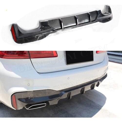 5 Series Carbon Fiber / ABS Rear Lip Diffuser for BMW G30 G31 G38 M Tech M Sport 2017 2018 Fins Shark Style Bumper Protector
