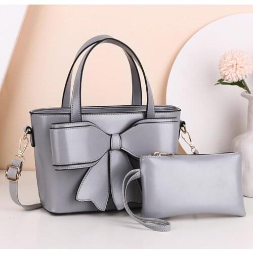 High-Quality Bowknot Two-Piece Female Bag 2021 New European American Fashion Handbag Simple Temperament Shoulder Messenger Bag