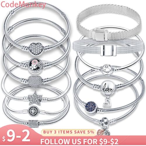 CodeMonkey Authentic 100% 925Silver Classic Snake Chain Bangle & Bracelet for Women Sterling Silver Jewelry CMB056
