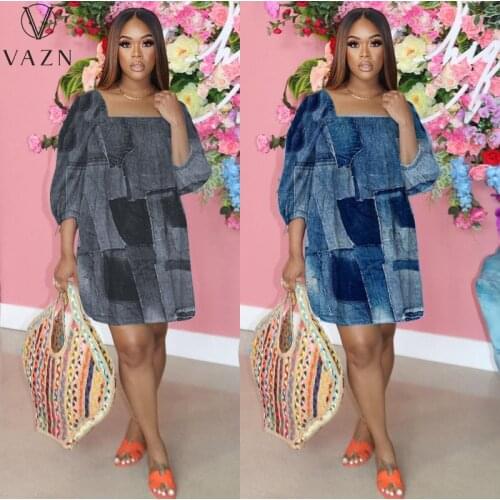 VAZN Sweet 2021 Square Collar Full Sleeve Tie Dye Print Dresses Sexy Club Birthday Dress Women Elegant Fashion Female Dress
