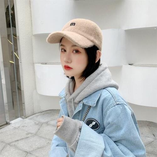 Winter plush m letter caps unisex fashion embroidered dad hats cotton men baseball cap hip hop summer women snapback hat bone