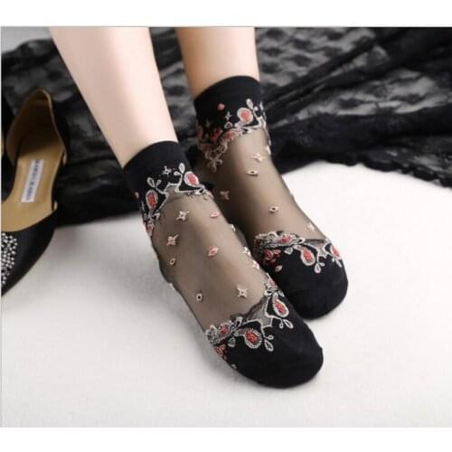 10 pair Butterfly flower crystal Harajuku goth punk series cool female essential hollow thin short socks women sexy socks