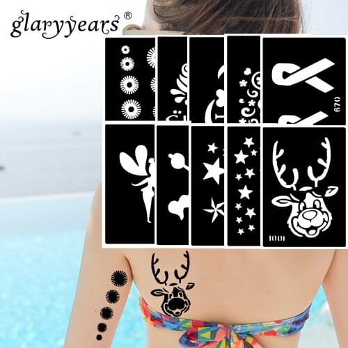 10 Pieces/Set Henna Tattoo Stencil Stars Pattern Paste Drawing Lady Body Art Tattoo Stencil Sexy Product Waterproof 2019 HN#18
