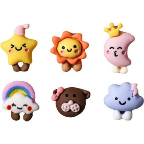 20Pcs Cute Nail Resin Accessories Cartoon Star/Moon/Cloud/Bear Shaped Nail Art 3D Charms Nail Resin Gem Decoration UV Gel