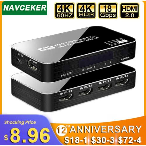 2020 Best 4K HDMI Switch 2.0 Support RGB 4:4:4 HDR HDMI Switch 4K 60Hz HDMI 2.0 Switch Remote IR UHD 4 Port HDMI Switch Switcher