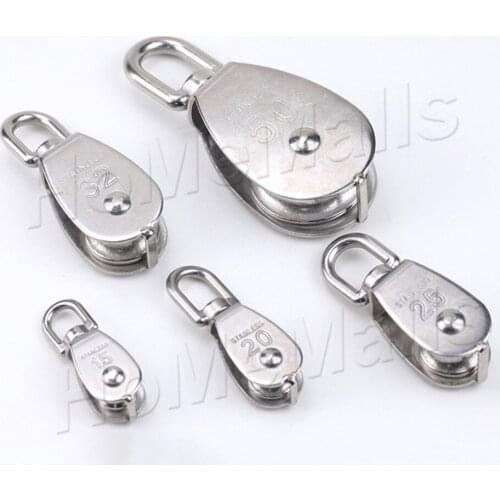4pcs 304 Stainless Steel Lifting Rope Pulley Wheel Swivel Marine Traction Pulley Heavy Duty Single Wheels Smooth Roller Hardware