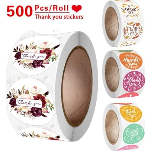 500pcs Round Floral Thank You Stickers 1inch for Wedding Favors and Party Handmade Card Envelope Seal Labels Stationery