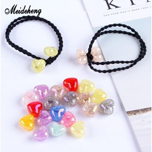 Acrylic Cracked DIY UV Half Hole Heart Beads for Jewelery Making crystal charms Gift for Hair ornaments Pendant Accessory
