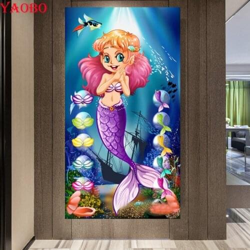 DIY Diamond Painting Cartoon Mermaid Princess Picture Of Rhinestone 5D Diamond Embroidery Mosaic Full Square Home Decoration