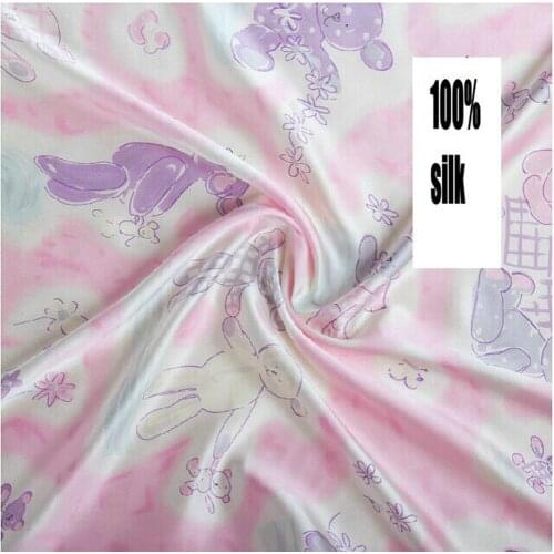 Lovely bear Printed Pure Silk Satin Fabric for bedding ,dress silk fabric
