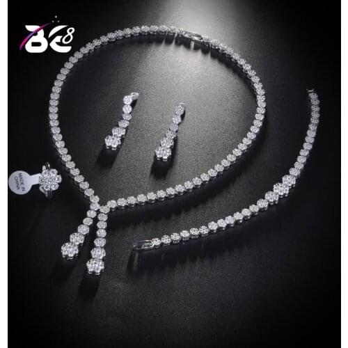 Be 8 New Arrival Engagement Party 4pc Jewelry Sets with White Full Zircon New Tassel Design Bridal Jewelry Acessories Set S140