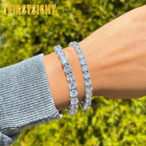 2021 New Iced Out Zircon women men Bracelet 8mm CZ Tennis Chain Hiphop Link Fashion Punk Choker Chain Bling Bling Charms Jewelry
