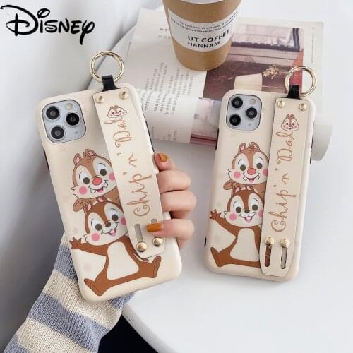 Disney Chip Dale for IPhone 7/8P/X/XR/XS/XSMAX/11/12Pro/12mini Cute Personality Wristband Anti-fall Mobile Phone Case