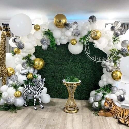 New Product White Black Agate 4D Metallic Gold Balloon Garland Arch Kit Baby Baptism Birthday Party Wedding Decorative Supplie