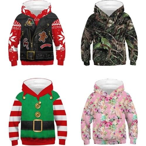 Kid Christmas Clothes Baby Infant Hooded Casual Outer Children Autumn Winter Animals Sweater Girl Boy Elk Print Pullover Jacket