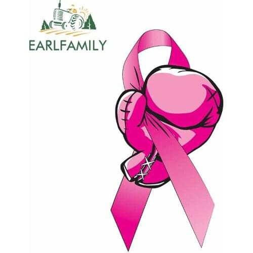 EARLFAMILY 13cm x 6.9cm For Fight Breast Cancer Car Stickers Bumper Decal Air Conditioner Surfboard Vinyl Material Decor