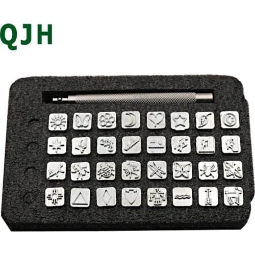Leather pattern printing tool leather art wrap printing carved drawing tool 32 piece set DIY handmade leather craft tools