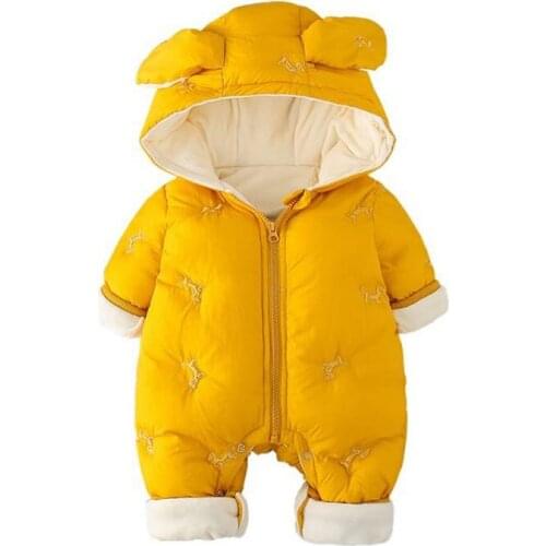 Newborn baby 12 months boys and girls in one body hardcover winter cotton thick warm cute out climbing clothes