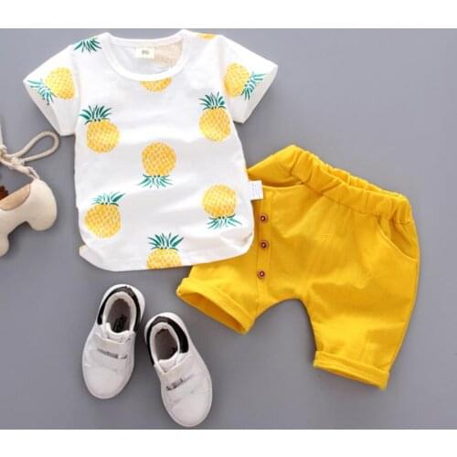Children Clothing Set 2020 Summer Boys Clothes Pineapple T-shirt+Shorts Outfit Kids Boys Tracksuit Sport Suit Short Sleeve 2pcs