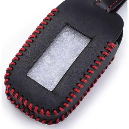 Starline B92 Hand Sewn Leather Key Cases Cover with Keychain For StarLine B92 B62 B64 B95 Car Alarm Remote Control