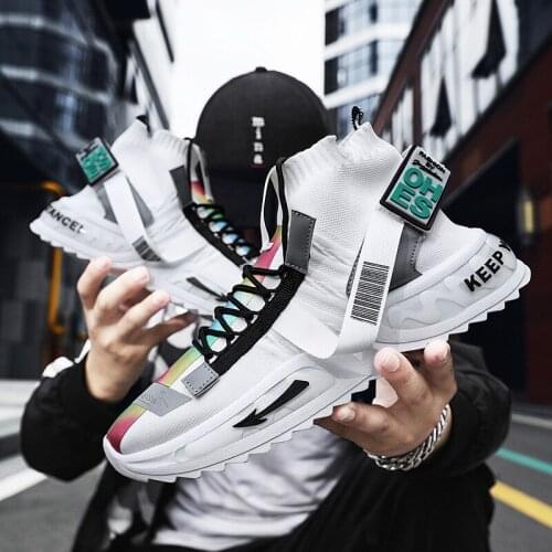 Mens fashion casual shoes high-top sneakers high-quality lace-up non-slip walking shoes Zapatillas large size air cushion shoes