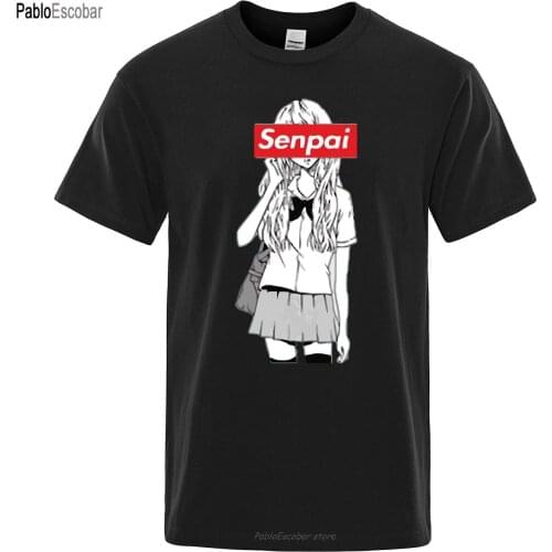 Senpai Anime Girl Nerdy Print T Shirt Summer Cotton Mens T-shirt Manga Streetwear Tee Tshirt Unisex Harajuku Clothes Tops Tees