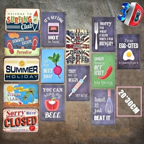 Butcher Food shop Vegetables 3D Tin Sign Art Painting Bar Pub Garage Hotel House Wall Decor Retro Metal Poster