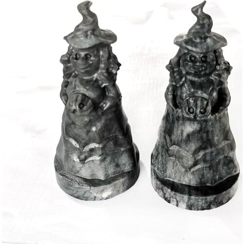 Natural Crystal Hand Carved Stone Witch Figurine Quartz Crystal Witch Halloween Gift Healing Crystal Stone Home Decoration