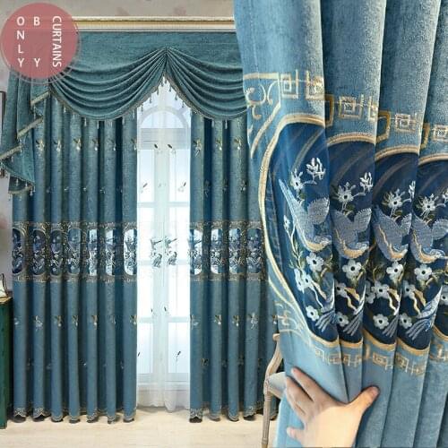 2021 New European-style Chenille Embroidered Curtains for Living Room Bedroom Study Balcony Blackout Curtains Customization