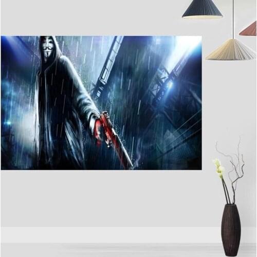 New Arrival V for Vendetta Posters On The Wall Modern Vertical/Horizontal Rectangle Poster Silk Fabric Cloth Wall Art Unframed